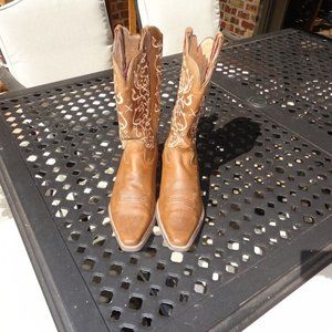 TWISTED X Women's Brown Leather Fancy Stitch Pointed Toe Western Boots Size 10B